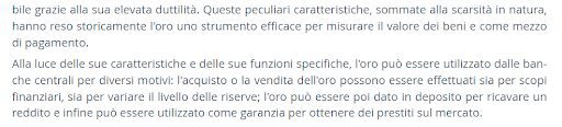 Articolo banca italia oro