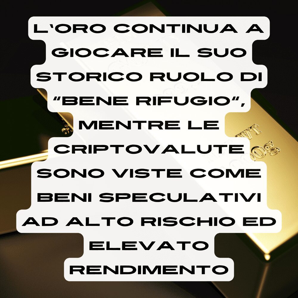 Oro e criptovalute hanno differenze sostanziali